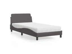 Vidaxl Cama Com Colchão Dover 100x200 Cm Couro Artificial Cinzento