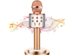 Máquina De Karaokê Sem Fio Bluetooth Infantil Dourado