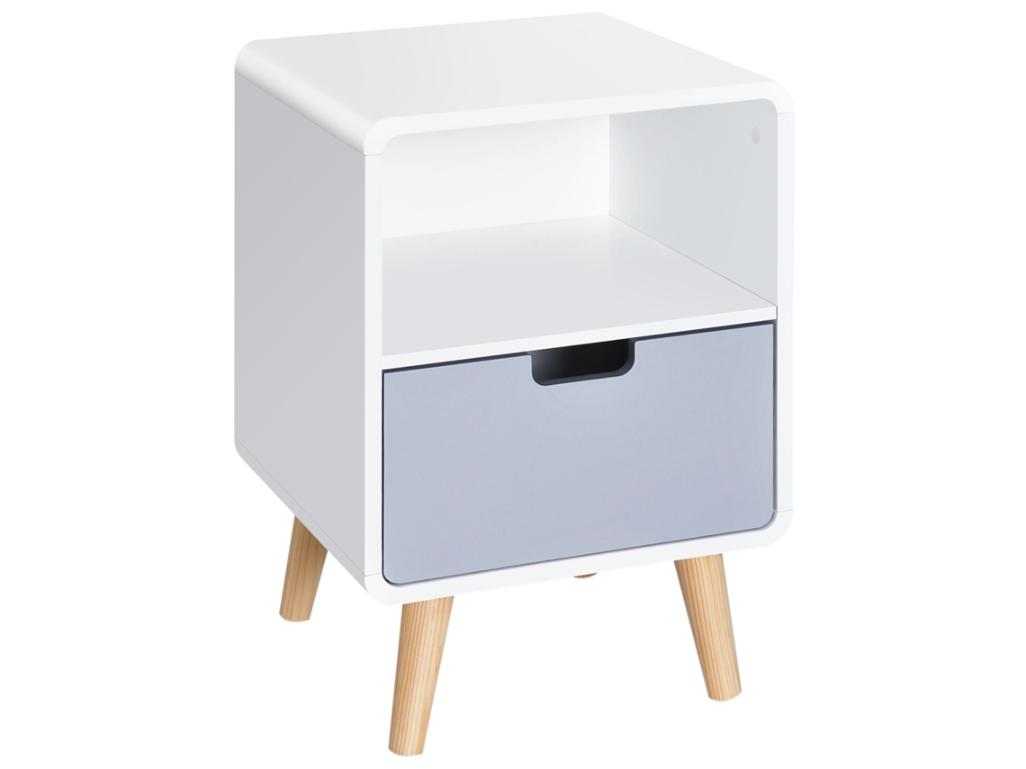 Criado mudo com Gaveta de Mdf e Madeira de Pinho para o Quarto. Sala de Estar e Banheiro. 40x38x58 Cm Ge