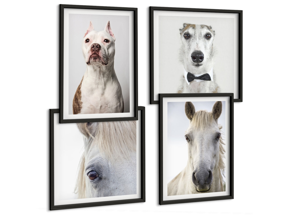Composição De Quadros Retratos De Animais Modernos Espelharte (4 Peças)