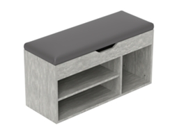 Armário Compacto Para Sapatos Com 3 Compartimentos E Assento Em Pu Preto E Cinzento. Para Entrada E Sala - Dimensões: 80x30x43 Cm