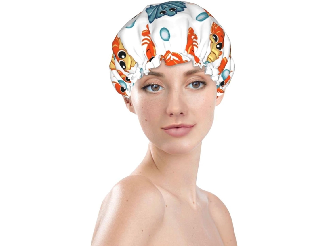 Touca De Banho Feminina, Reutilizável, Impermeável, Dupla Camada, Com Elástico, Ideal Para Cabelos Longos, Com Estampas