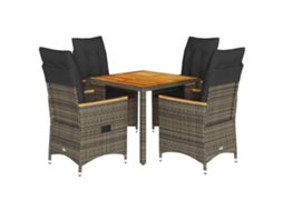 Maison Exclusive - 5 Pcs Conjunto De Jantar P/ Jardim C/ Almofadões Vime Pe Cinza