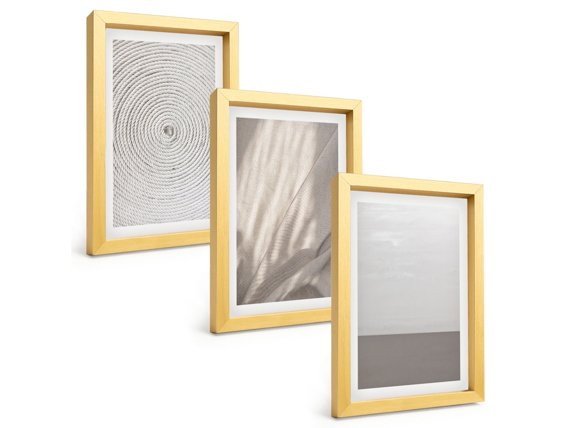Composição De Quadros Texturas Naturais Boho Espelharte (3 Peças 20x30 Cm)