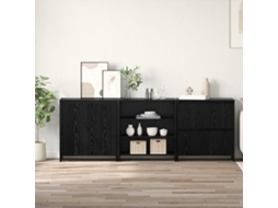 Vidaxl Buffet 3 Unid. Carvalho Preto 70 X 41 X 75 Cm