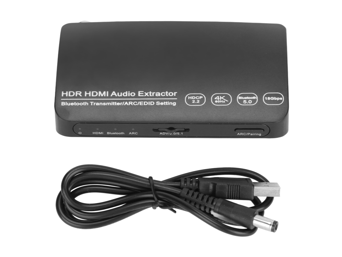 Extrator De Áudio 4k 60hz Hdr Com Divisor Arc Síncrono E Transmissor Bluetooth 5.0 Para Computador