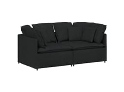 Sofá Modular com Almofadas Tecido Preto MAISON EXCLUSIVE