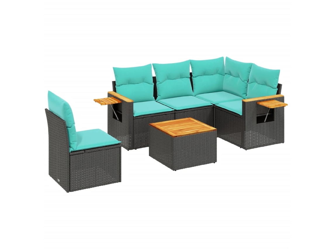 Conjunto de 6 Sofás P/ Jardim C/ Almofadões Vime Pe Preto MAISON EXCLUSIVE (6 pcs)