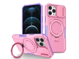 Capa Zruxe Compativel Com Iphone 12 Pro (sliding Camshield - Magsafe - Tpu Hybrid Pc - Preto - Roxo E Rosa)
