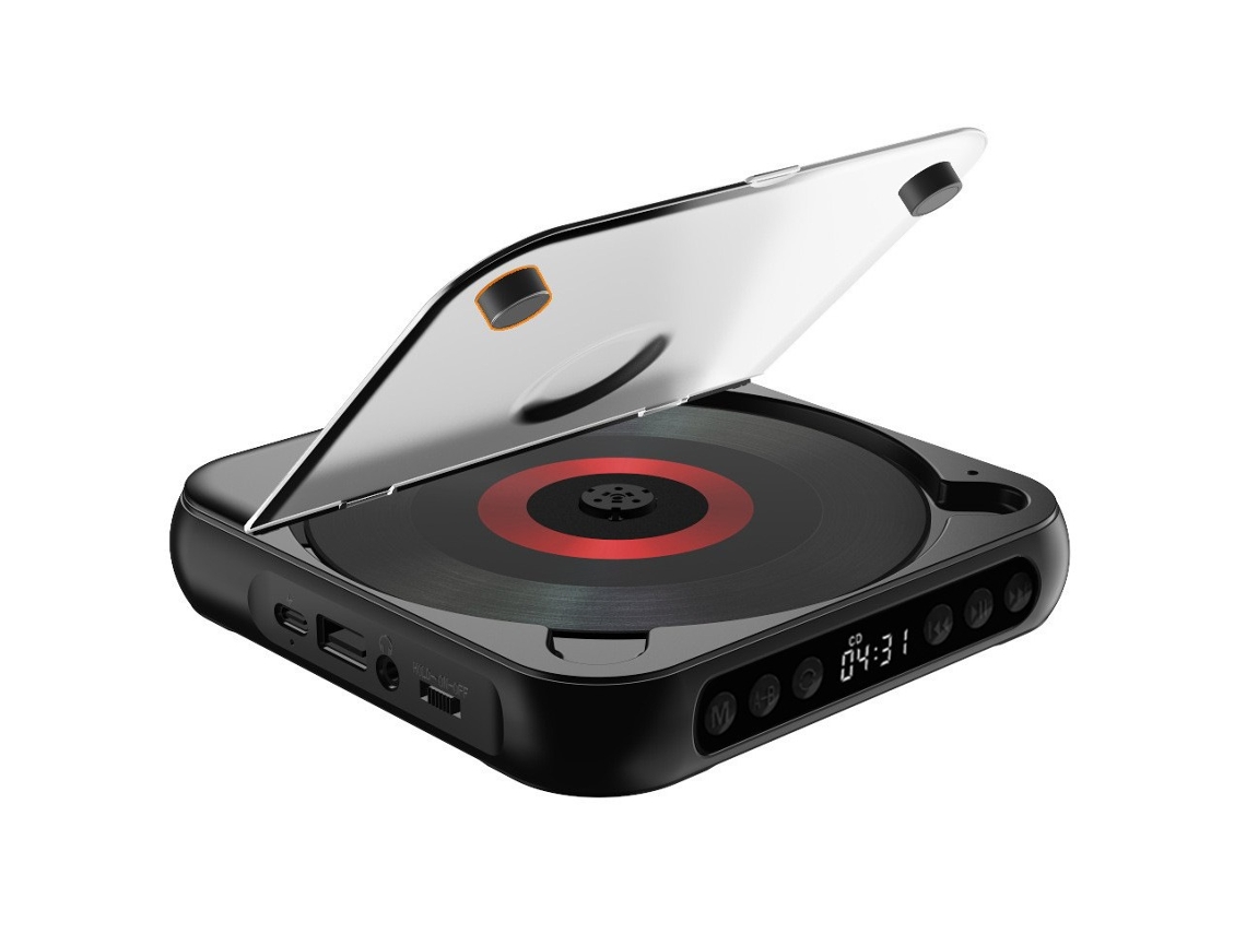 Leitor de CD com Função de Memória, 1200 mAh, Preto YANYXR