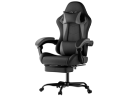 Cadeira Gamer Com Almofada Lombar E Cervical, Preto Cinza – Altura Ajustável