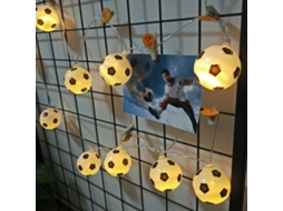 Cordão De Luzes Led Em Formato Bola Futebol, 3 M / 9,8 Pés, Com 20 Lâmpadas, Alimentado Por Bateria, Para Decoração Festas Casa E Quartos In