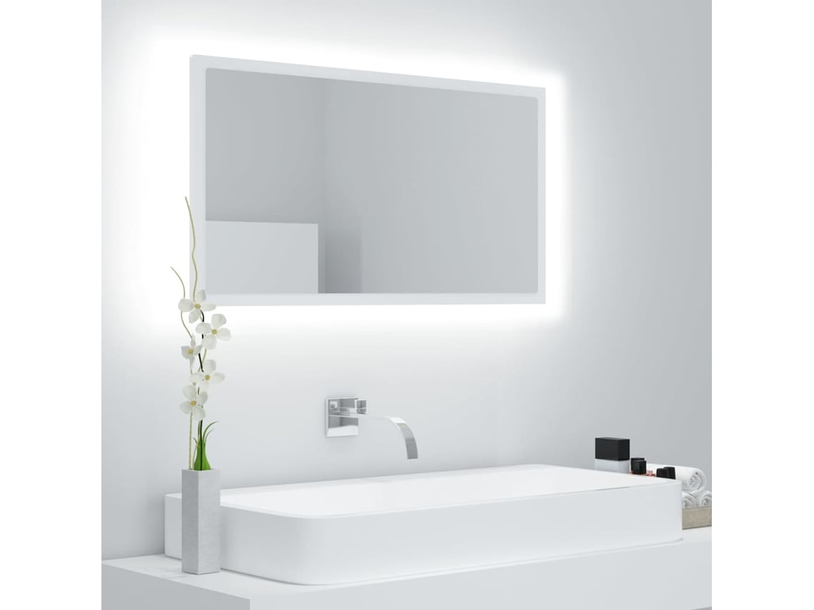 Espelho de Parede de Casa de Banho com Led 80X8,5X37 Cm Acrílico Branco