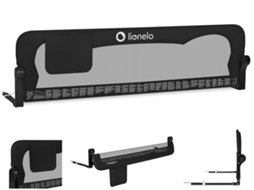 Barreira de Cama LIONELO Eva 150cm Dobrável 180° Alumínio Bolso Lateral Correias de Fixação Preto