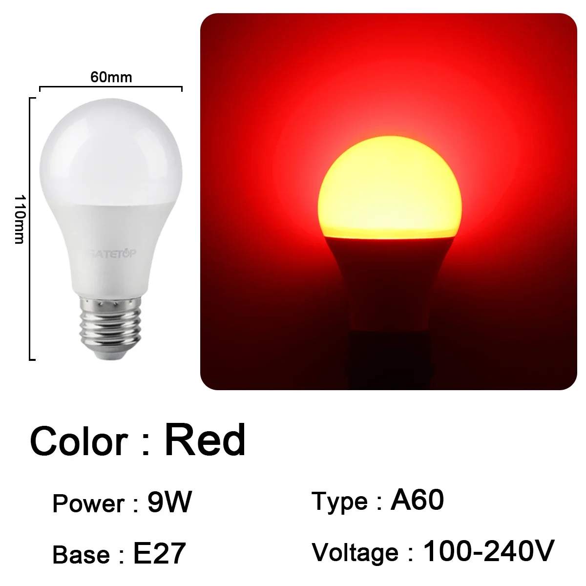 Lâmpadas Led Ideais para Festivais, Karaokês, Bares e Vitrines. MDUG (a60 E27 Vermelhas, 4 Unidades)