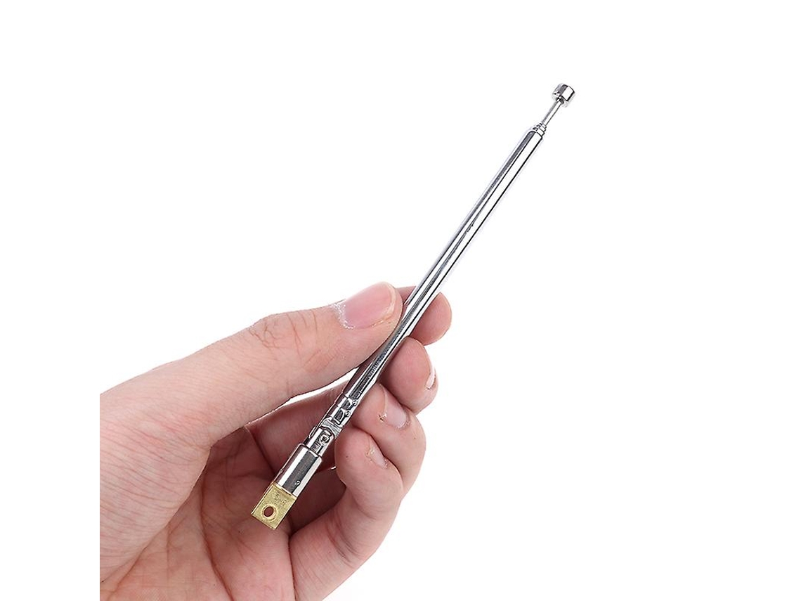 Antena telescópica de aço inoxidável Shytmv Slowmoose de 5 seções e 37 cm para rádio AM e FM, universal