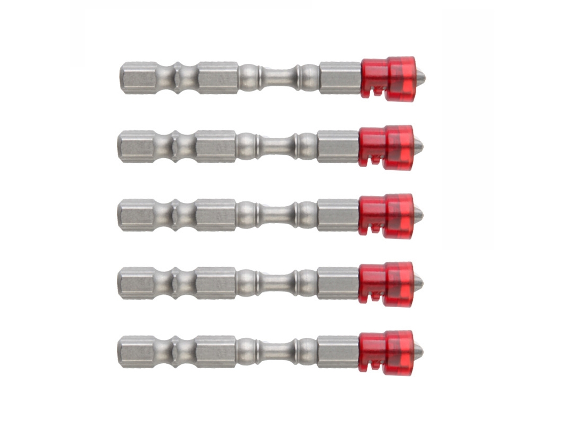 Set De 5 Brocas De Parafusadeira Cruzadas De Aço Liga S2 Com Cabo Hexagonal Magnético Para Trabalho Vermelho