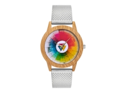 Reloj De Cuarzo Unisex Con Correa De Silicona Y Malla, Plata, Casual
