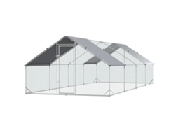 Galinheiro Exterior Aço Galvanizado 3x8x2m (para 16 24 Galinhas, Teto Pe, Fechadura, Coelhos)