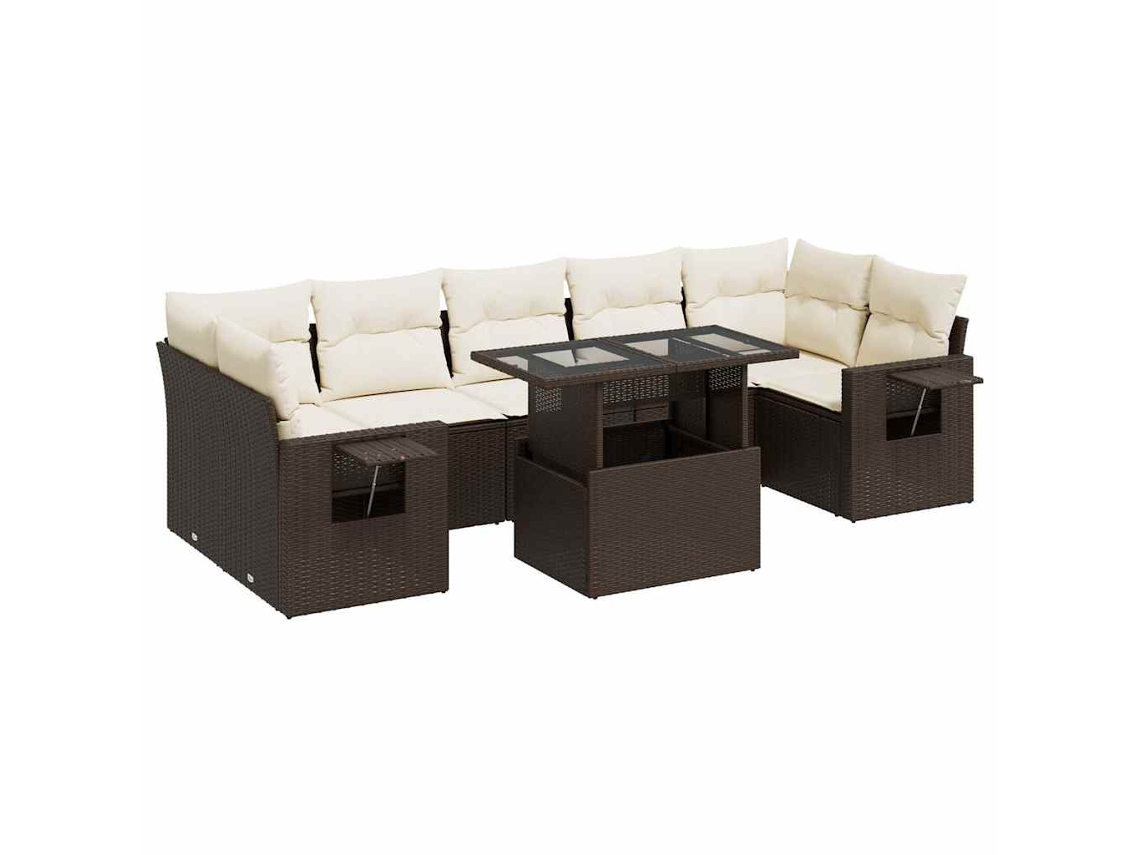 Conjunto 8 de sofás de jardim VIDAXL Marrom Rattan / Vime(100 x 55 x 73 cm)