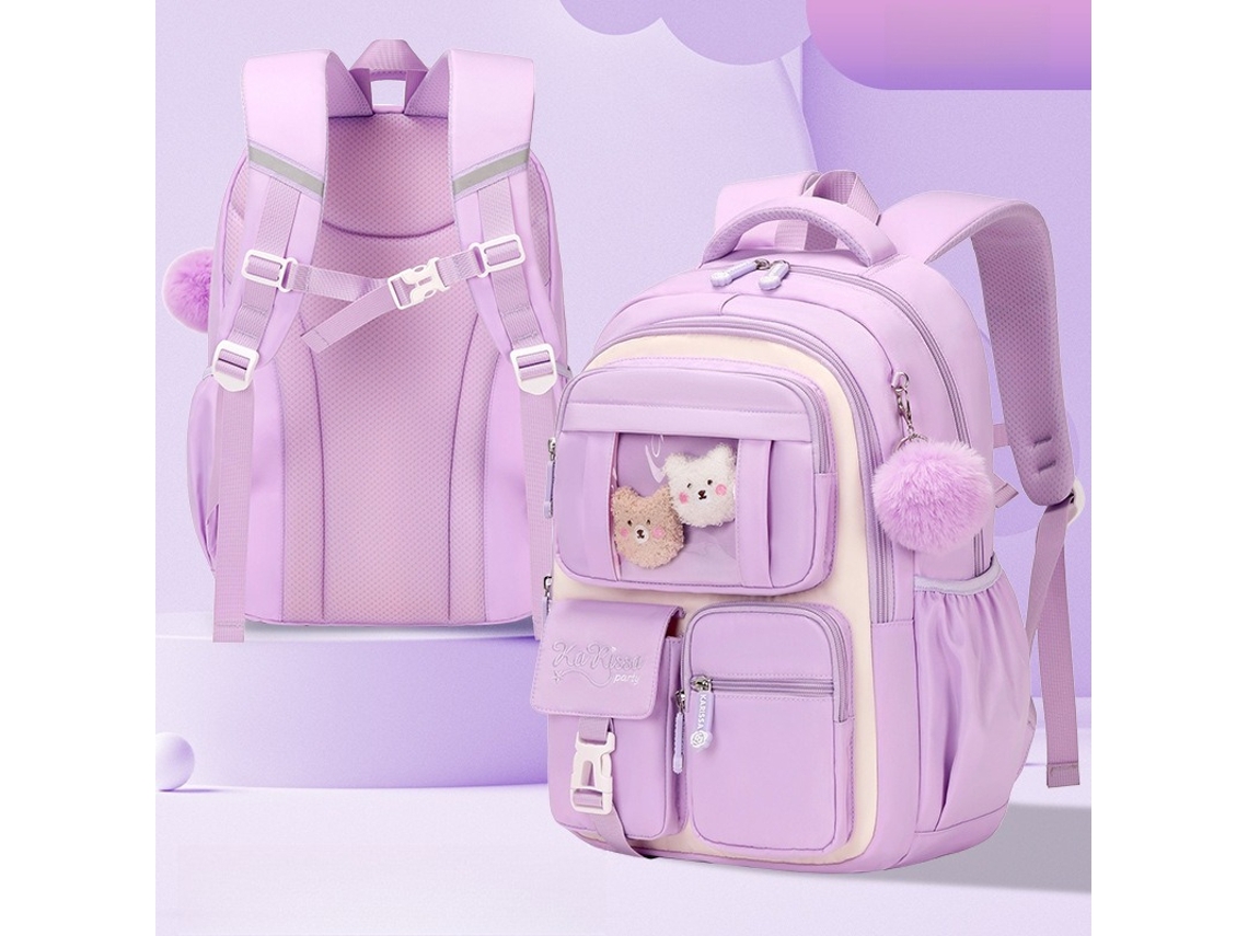 Mochila Infantil Para Menina, Ideal Para Livros Escolares Do Ensino Básico E Secundário. Roxo Hexinyigjly