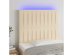 Vidaxl Cabeceira De Cama C/ Led Tecido 80x5x118/128cm Crème