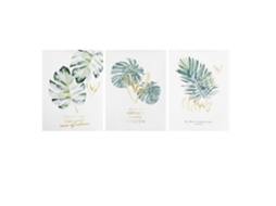 Quadro De Parede Folhas Com Letras Estilo Nórdico 3 Peças