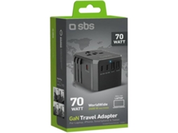 Carregador SBS Adaptador para Viagem GAN 70W (Outlet Caixa Aberta - Preto)