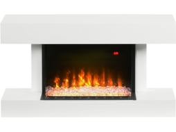 Lareira Elétrica Mdf, Aço E Vidro Temperado Cor Branco 98x27x54,5 Cm Homcom