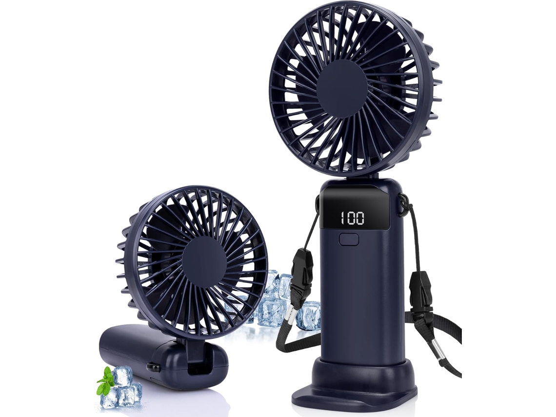 Ventilador De Mesa Usb Com 5 Velocidades Ajustáveis, Recarregável E