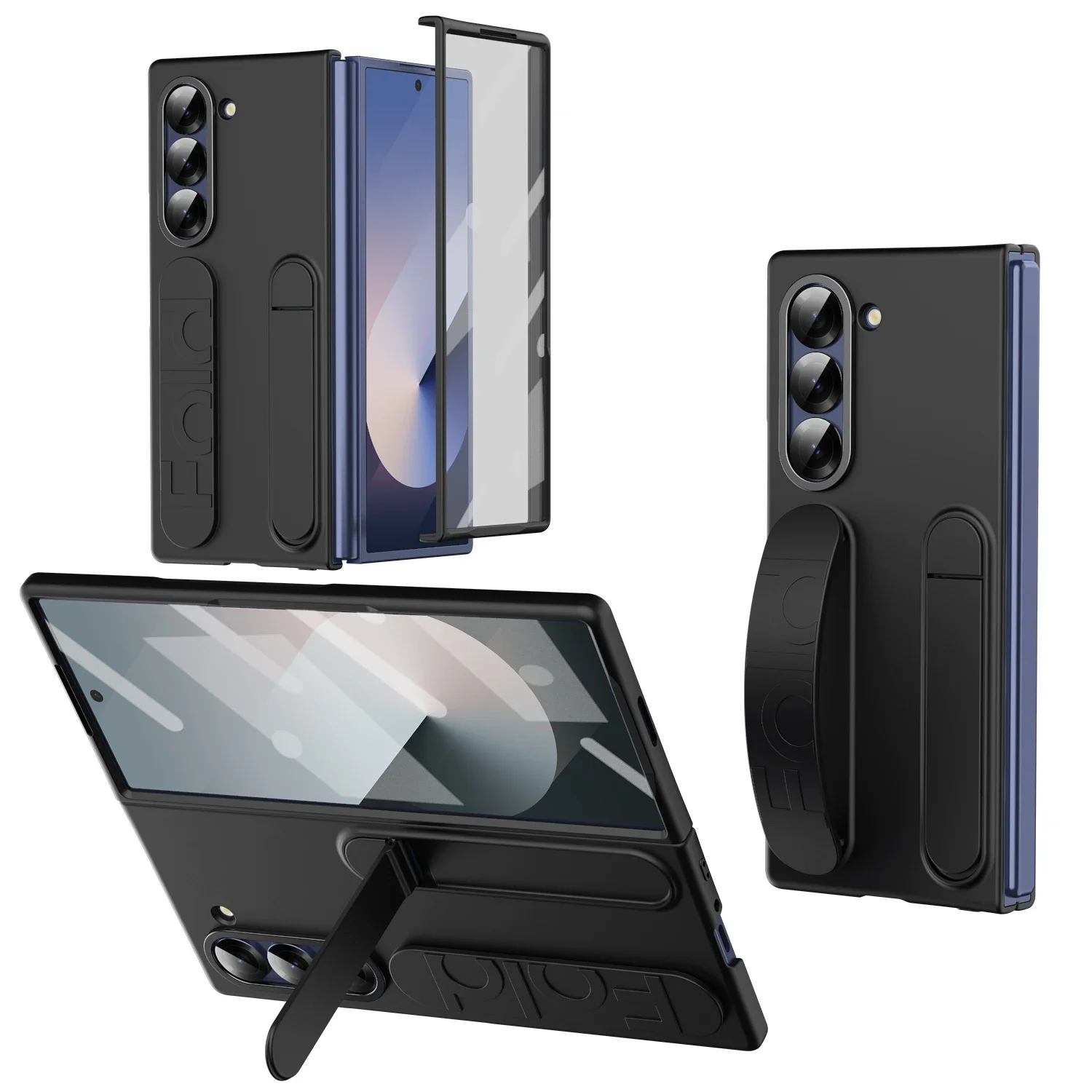 (preto, Galaxy Z Fold5) Capa Premium Resistente A Arranhões Com Suporte E Capa Protetora Rígida De Silicone Antiderrapante.