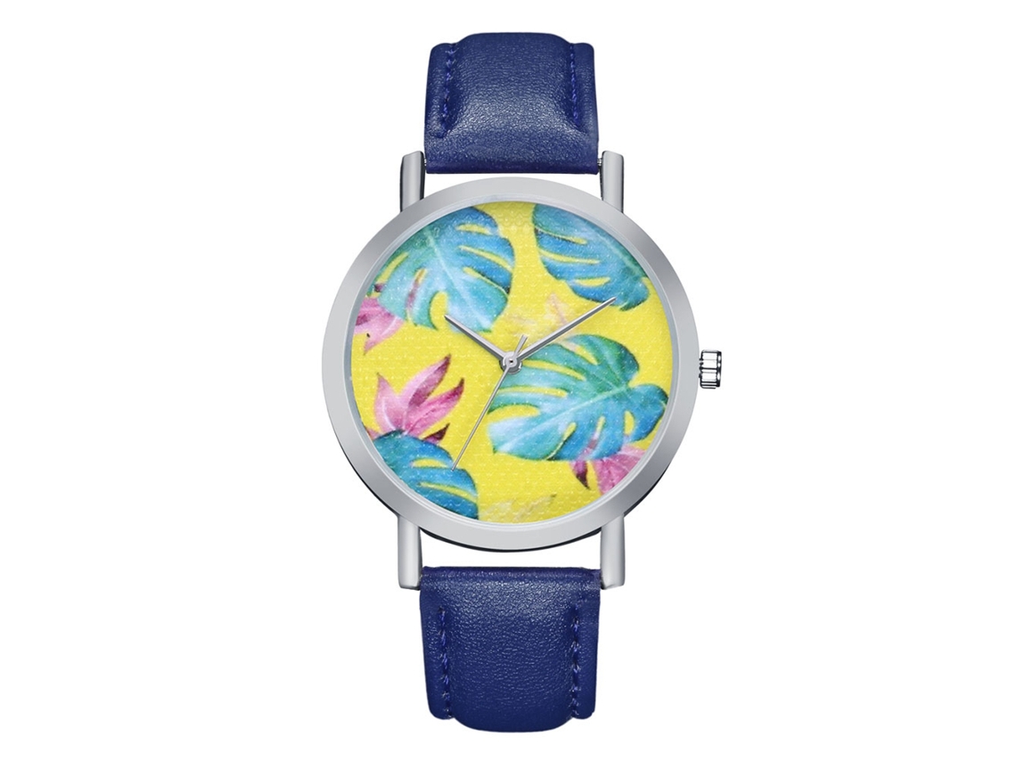Relógio analógico de quartzo simples e casual para mulheres e homens com pulseira de PU, joia para presente (azul)