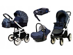 Carrinho de Bebé Multifuncional BABYLUX CLASSIC GOLD 4 Em 1 -Forest Deer WHITE FRAME - Ajustável e dobrável Construção leve em alumínio - Acessórios