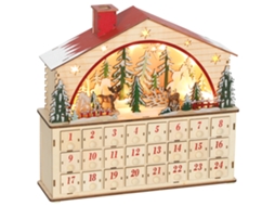 Calendário Do Advento Para Preencher, Com 24 Gavetas E Compartimentos, De Natal Com Luzes Led, Madeira Natural, 36 X 10 X 34 Cm