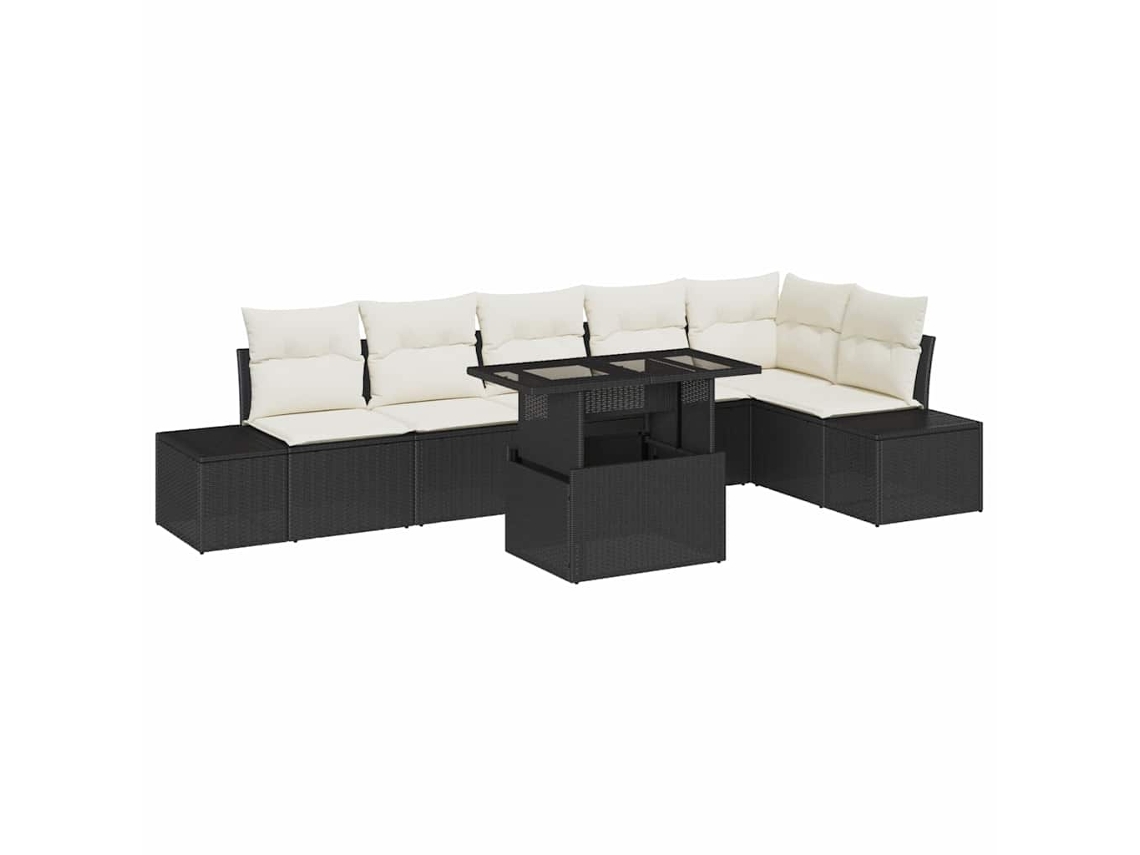 Maison Exclusive - Conjunto De Sofá De Jardim Com Almofada 7 Pcs Preto E Creme