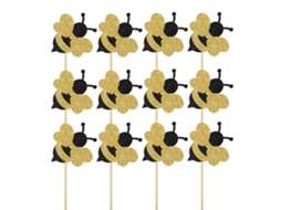 12 Adornos De Abeja Con Estrellas Para Tartas