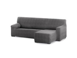 Capa Bi-Elástica para Sofá Adaptável Roc Chaise Longue Braço Curto Direito 250-360 Cm Cinzento Escuro VIPALIA