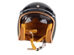 Capacete de ciclismo retrô preto fosco, abertura 3/4 com viseira solar, tamanho XL.