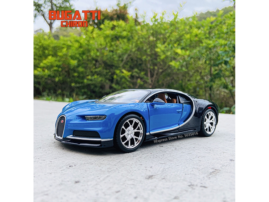 (azul Chiron) Miniatura De Carro Bugatti Em Escala 1:24 Feita Em Metal Fundido