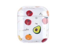 Camada protetora rígida de policarbonato com estampa de frutas em tom bronze para fones de ouvido AirPods 1/2. GIECY