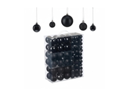 Relaxdays Bolas De Natal Em Conjunto De 138, Plástico, Gliter, Mate, Decoração Para Árvores De Natal, Preto