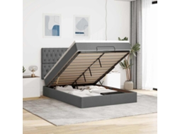 Estrutura De Cama Otomana Com Colchão 140x190cm Cinzento Escuro