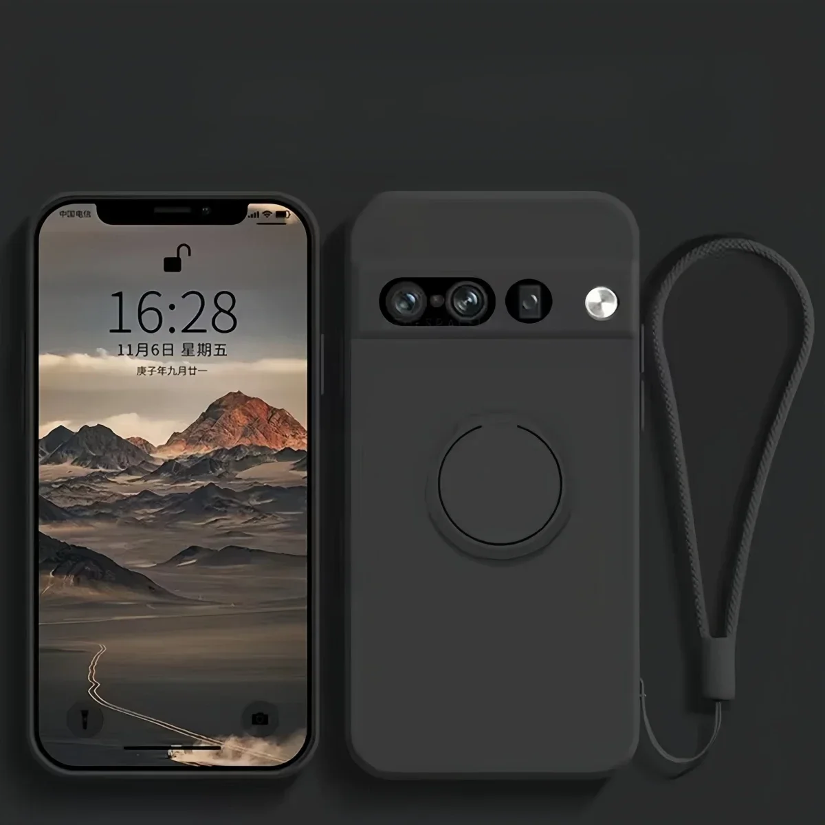 (preto, Google Pixel 7 Pro) Capa De Celular Em Silicone Líquido Macio Com Suporte De Anel Magnético E Proteção Contra Impactos.
