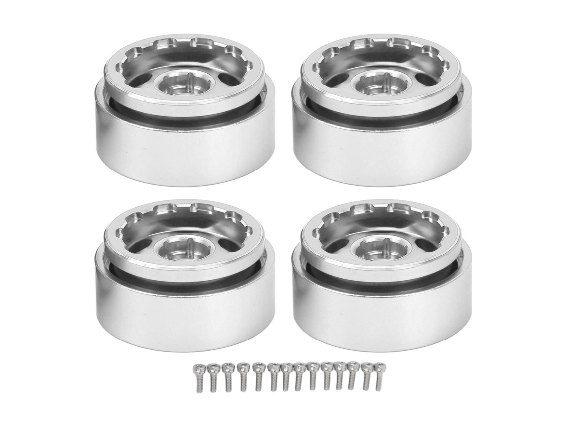 4pcs Rodas De Rc Car Beadlock De Liga De Alumínio Resistente Ao Desgaste 1.0 Polegada Para Traxxas 1/18 Carros Rc Prata