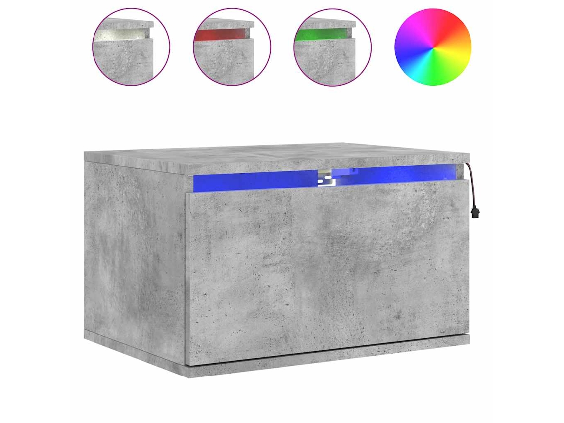 Mesa de Cabeceira de Parede com Luzes Led Cinzento Cimento MAISON EXCLUSIVE