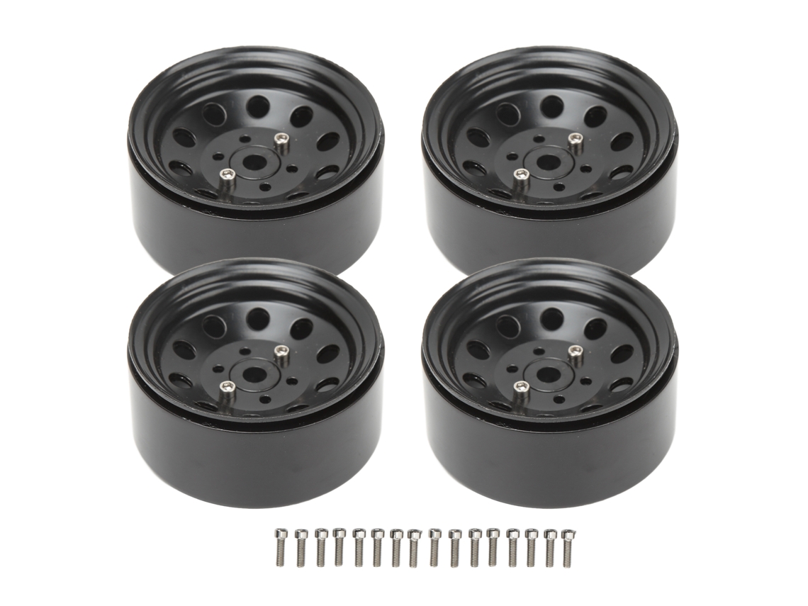 Mali 4pcs Cubo de Roda Rc Beadlock 1.9in de Ferro Resistente Ao Desgaste para Substituição Preto