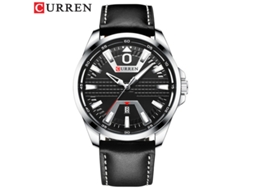 Relógio de Quartzo À Prova D'água , Pulseira Fina de Couro, Relógio Masculino de Negócios Elegante. MDUG (prateado e Preto)