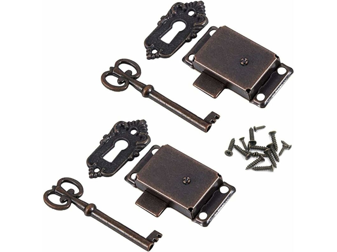 Fechadura Antiga Para Porta De Armário, Conjunto, Decorativa Com Chave E Parafusos, Para Armários