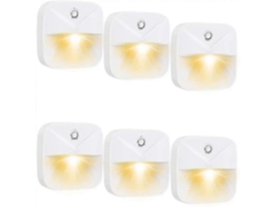 Conjunto de 6 Luzes Noturnas com Sensor, Luz Noturna Led Inteligente, Luz Noturna por Indução, Luz Led Quente com Sensor BRILVIBERA