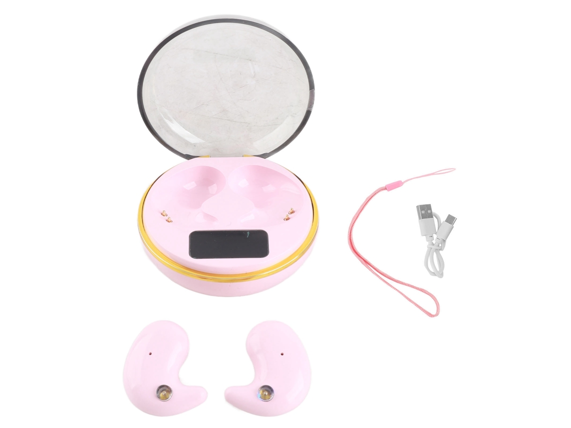 Fones Bluetooth LAXISCREED Invisíveis com Display Digital Rosa